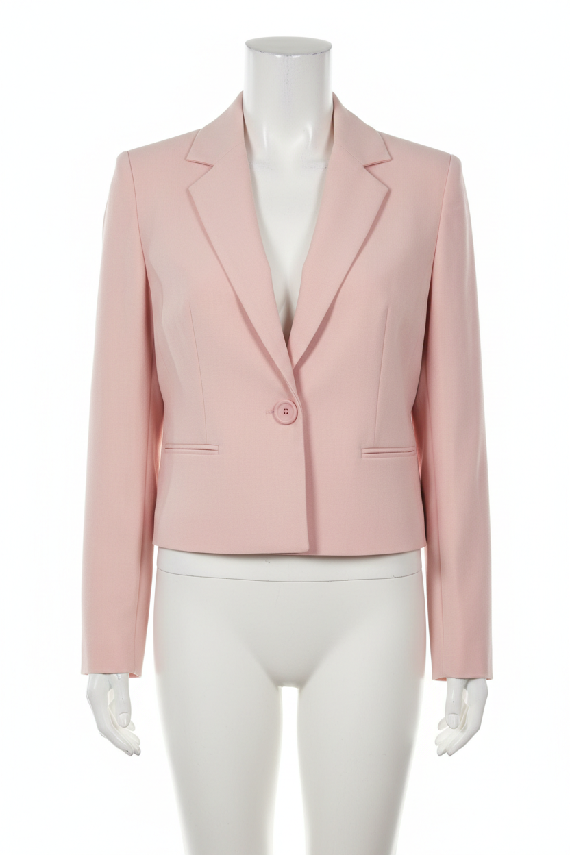Blush pink cropped blazer - front view 2 on mannequin