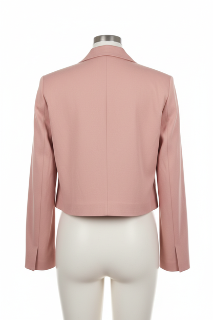 Blush pink cropped blazer - back view on mannequin