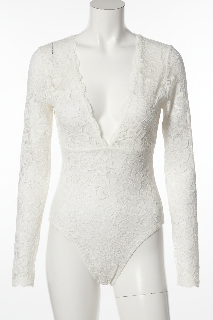 Ivory lace bodysuit - front view 2 on mannequin